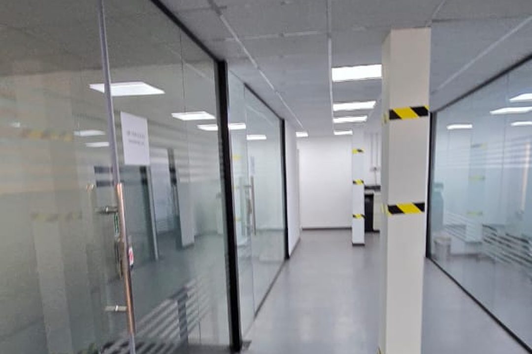 Corridor with cased columns