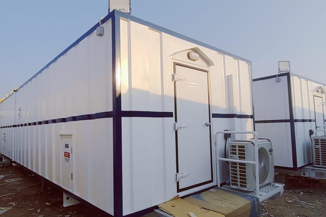 Corner view with personnel door and condenser